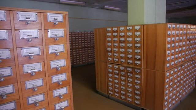 Old filing cabinets interior camera movement
