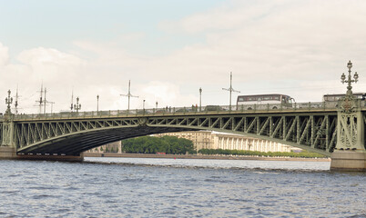 Naklejka premium View of the Troitsky Bridge in St. Petersburg