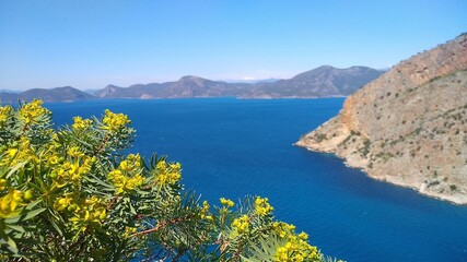 Obraz premium Alania, view of mediterranean sea and mountains