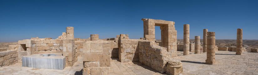 Remains of Avdat or Abdah and Ovdat and Obodat, ruined Nabataean city in the Negev desert in southern Israel