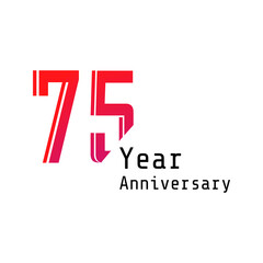 75 Year Anniversary Celebration Red Color Vector Template Design Illustration