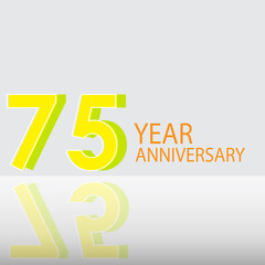 75 Year Anniversary Celebration Yellow Color Vector Template Design Illustration