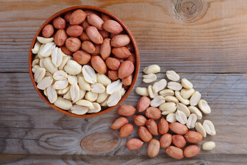 Peanuts in a wooden bowl