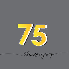 75 Year Anniversary Celebration Yellow Color Vector Template Design Illustration