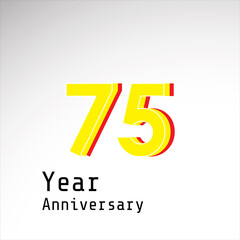 Obraz premium 75 Year Anniversary Celebration Yellow Color Vector Template Design Illustration