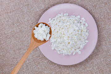 plate of sweet farm cottage cheese on table