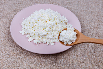 plate of sweet farm cottage cheese on table