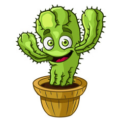 mascot cactus in a pot character vector illustration