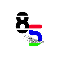 85 Year Anniversary Celebration Blue Color Vector Template Design Illustration