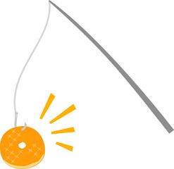 釣り竿からぶらさげられたドーナツ