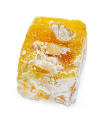 Yellow Turkish Delight sweets isolated on white