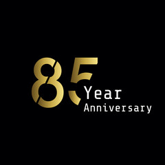 85 Year Anniversary Celebration Gold Black Background Color Vector Template Design Illustration