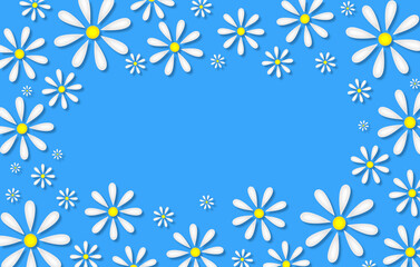 beautiful illustration of daisies on a blue background