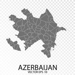 Transparent - High Detailed Grey Map of Azerbaijan. Vector Eps 10.