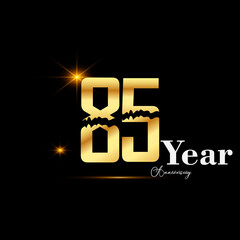 85 Year Anniversary Celebration Gold Black Background Color Vector Template Design Illustration