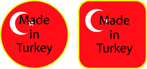 signs in round and square colors with a flag inside and an indication of the country of production