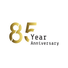 85 Year Anniversary Celebration Gold White Background Color Vector Template Design Illustration