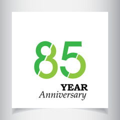 85 Year Anniversary Celebration Green White Background Color Vector Template Design Illustration