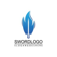 Sword Fire Logo Vector Template Design