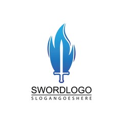 Sword Fire Logo Vector Template Design