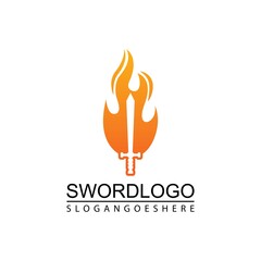 Sword Fire Logo Vector Template Design