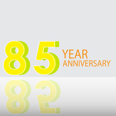 85 Year Anniversary Celebration Yellow Color Vector Template Design Illustration