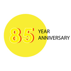 85 Year Anniversary Celebration Yellow Color Vector Template Design Illustration