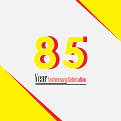 85 Year Anniversary Celebration Yellow Color Vector Template Design Illustration