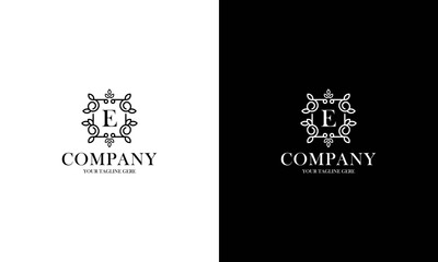 Letter E logo or monogram. For your business. Vector sign. Beautiful flower and leaf style. Personal logo.