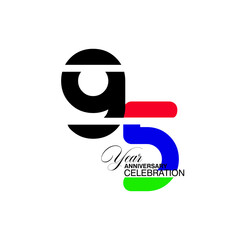 95 Year Anniversary Celebration Blue Color Vector Template Design Illustration