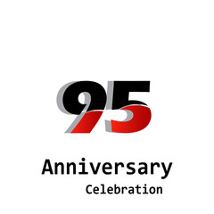 95 Year Anniversary Celebration Red Color Vector Template Design Illustration