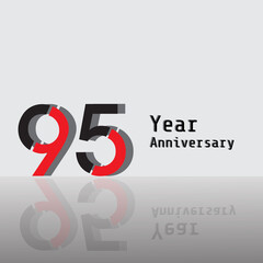 95 Year Anniversary Celebration Red Color Vector Template Design Illustration