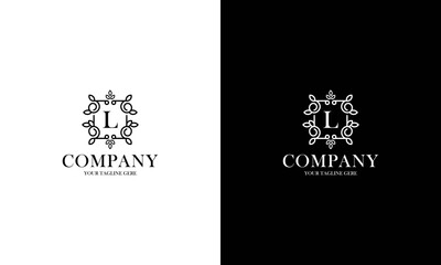 Letter L logo or monogram. For your business. Vector sign. Beautiful flower and leaf style. Personal logo.