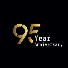 95 Year Anniversary Celebration Gold Background Color Vector Template Design Illustration