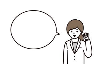薬剤師 医師 女性 ガッツポーズ 吹き出し
