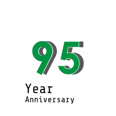 95 Year Anniversary Celebration Green White Background Color Vector Template Design Illustration