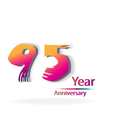 95 Year Anniversary Celebration Rainbow Color Vector Template Design Illustration