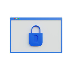 3d illustration web security lock