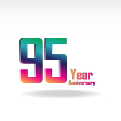 95 Year Anniversary Celebration Rainbow Color Vector Template Design Illustration