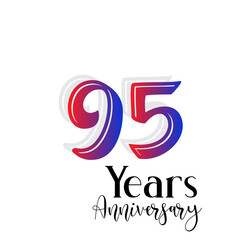 95 Year Anniversary Celebration Rainbow Color Vector Template Design Illustration