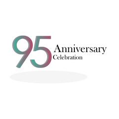 95 Year Anniversary Celebration Rainbow Color Vector Template Design Illustration