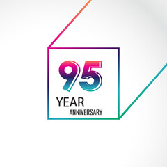 95 Year Anniversary Celebration Rainbow Color Vector Template Design Illustration