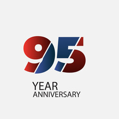 95 Year Anniversary Celebration Red Color Vector Template Design Illustration