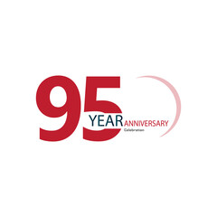 95 Year Anniversary Celebration Red Color Vector Template Design Illustration
