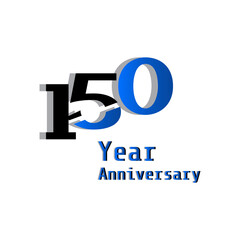 150 Year Anniversary Celebration Blue Color Vector Template Design Illustration