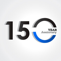 150 Year Anniversary Celebration Blue Color Vector Template Design Illustration