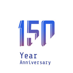 150 Year Anniversary Celebration Blue Color Vector Template Design Illustration