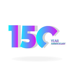 150 Year Anniversary Celebration Blue Color Vector Template Design Illustration