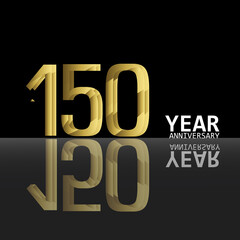 150 Year Anniversary Celebration Gold Black Background Color Vector Template Design Illustration
