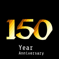 150 Year Anniversary Celebration Gold Black Background Color Vector Template Design Illustration